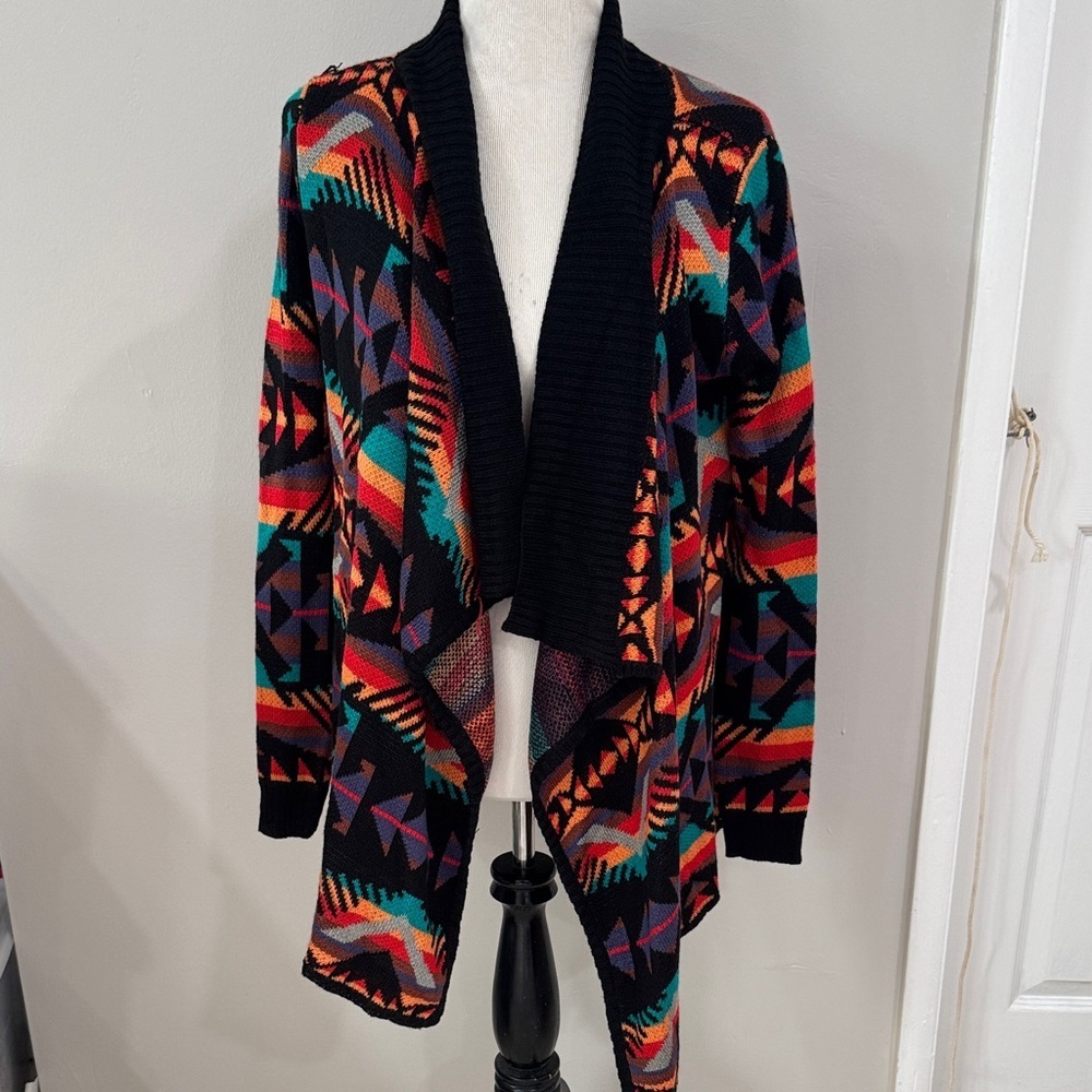 UNIF black Multicolor Geometric aztec open Cardigan